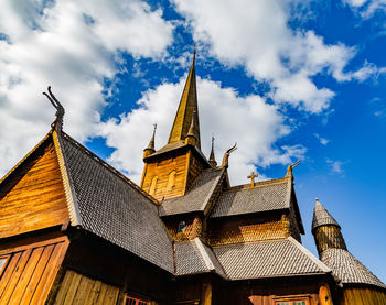 Low angle view of temple building against sky