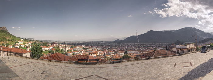 High angle view of townscape against sky