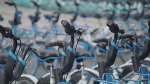 Close-up of bicycle against blurred background