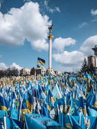 High angle view of cityscape against sky