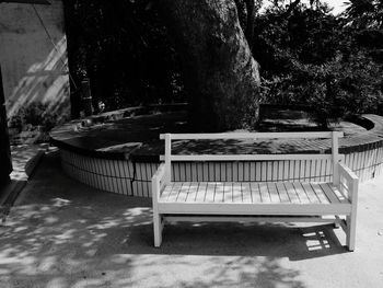 Empty bench in park