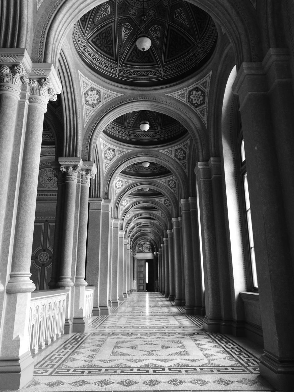 arch, indoors, architecture, architectural column, the way forward, corridor, no people, day