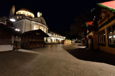 Illuminated building at night