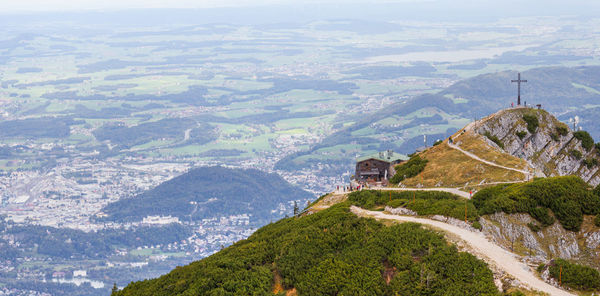 Aerial view of landscape and mountains