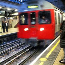 Train at railroad station platform