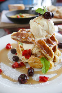 Close-up of ice cream in plate