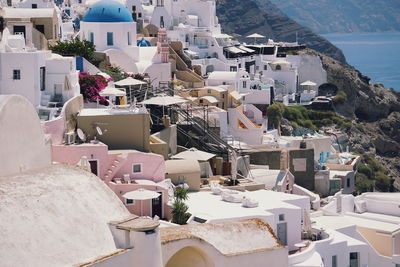 High angle view of buildings in oia