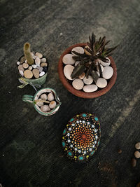 High angle view of food on table