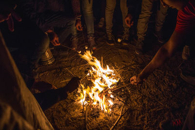 Close-up of fire at night