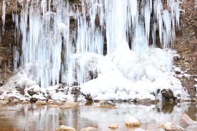 Panoramic view of frozen lake