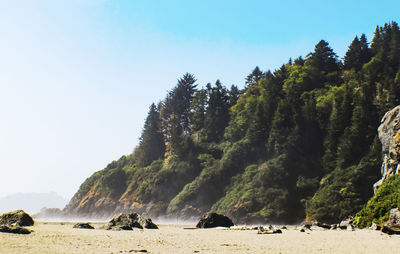 Scenic view of sea against clear sky