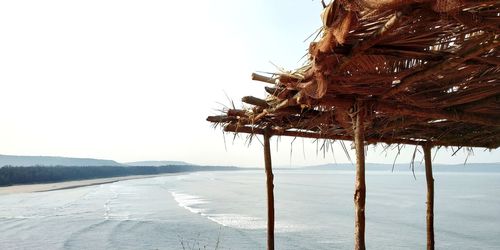 Scenic view of beach against clear sky