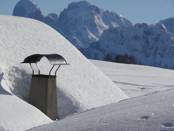 Scenic view of snow covered mountains