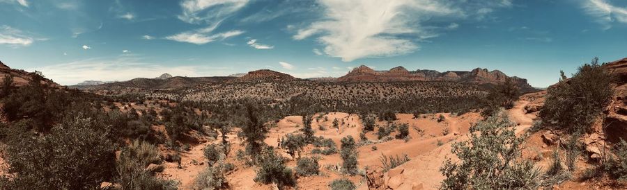 Panoramic view of rocky mountains against sky