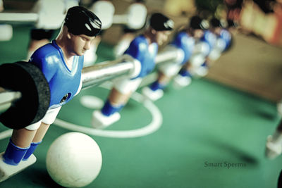 High angle close-up of fussball