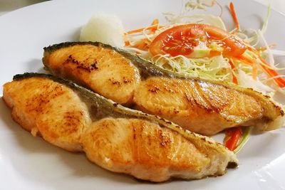 Close-up of burger on plate