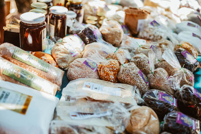 Close-up of food for sale at market stall