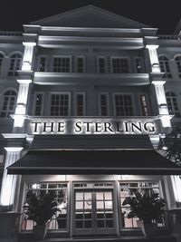 Low angle view of building at night