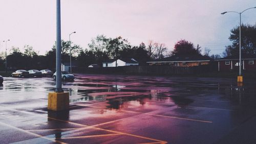 Reflection of trees in water at night
