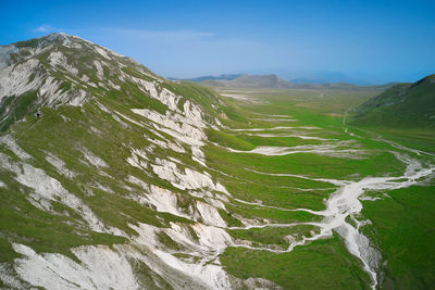 Aerial view of the plateau of campo imperatore abruzzo