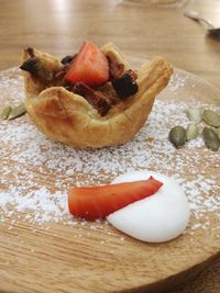 Close-up of dessert on table