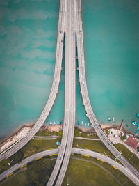 High angle view of highway by road