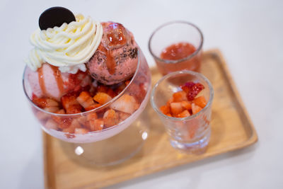 Close-up of dessert on table