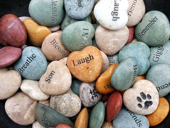 High angle view of multi colored pebbles