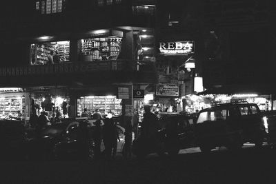 View of illuminated city at night