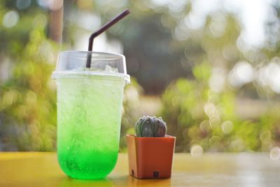 Close-up of drink on table