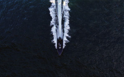 High angle view of icicles in sea