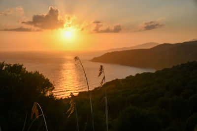 Scenic view of sea against sky during sunset