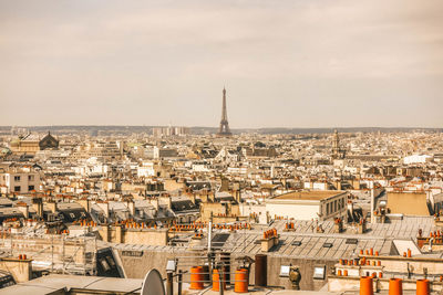 High angle view of buildings in city