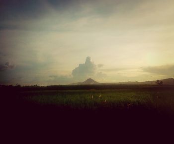 Scenic view of landscape against cloudy sky