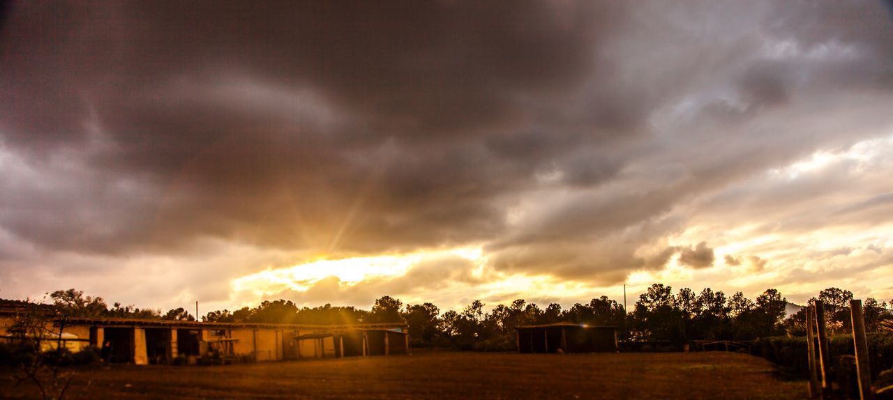 PANORAMIC SHOT OF STORM CLOUDS OVER LANDSCAPE AGAINST SKY