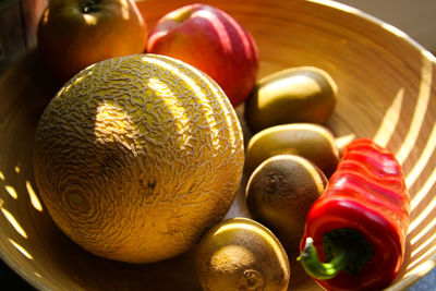 High angle view of multi colored eggs on table