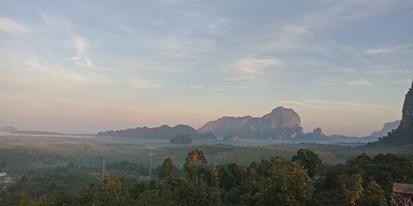 Scenic view of landscape against sky during sunset