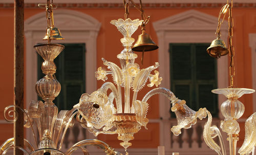 Close-up of illuminated chandelier