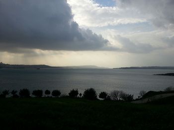 Scenic view of landscape against cloudy sky