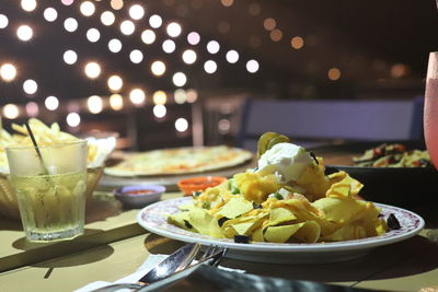 Close-up of drink served on table