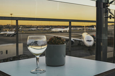 Close-up of wine glass on table