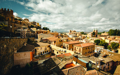 High angle view of cityscape against sky