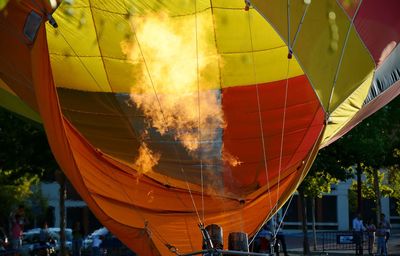 Close-up of hot air balloon against sky