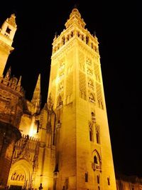Low angle view of eiffel tower at night