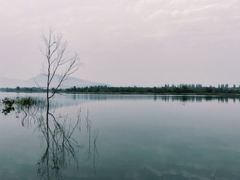 Scenic view of lake against sky
