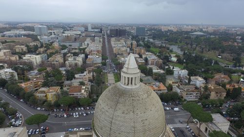 High angle view of cityscape against sky