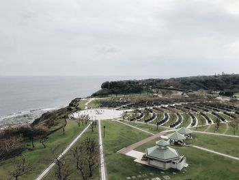 High angle view of sea against sky