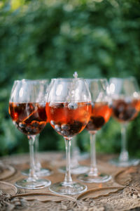 Close-up of wineglass on table