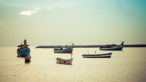 View of boats in sea