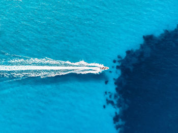 High angle view of boats in sea